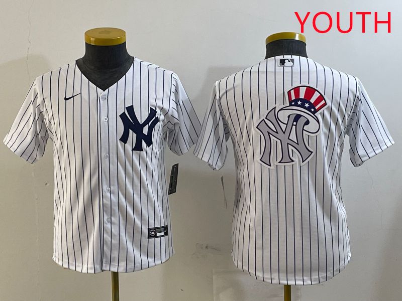 Youth New York Yankees Blank White Stripe Game 2025 Nike MLB Jersey style 6